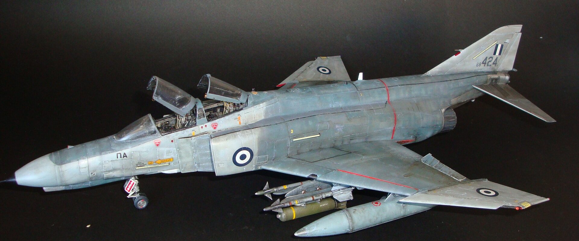 Hellenic Air Force F-4E Phantom II SRA 68-0424 Hasegawa 1/48 scale model with one-piece windshield