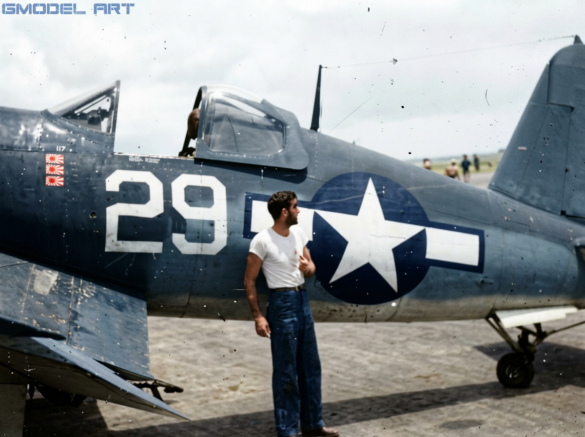 Ira Kepford taxis F4U-1A Corsair BuNo 55995 at Bougainville