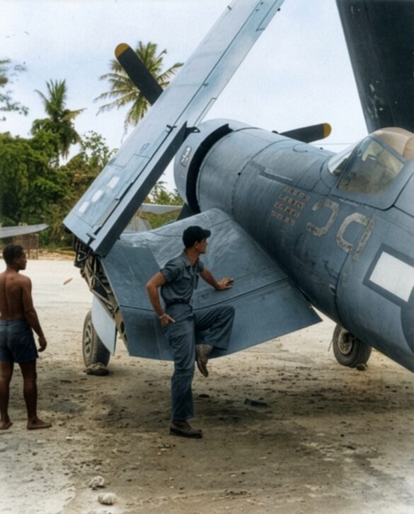 Ira Kepford taxis F4U-1A Corsair BuNo 55995 at Bougainville
