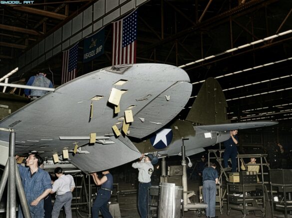 P-47 Thunderbolt production line Firefly COLORIZE THIS ORIGINAL BLACK AND WHITE PHOTOGRAPH OF THE REPUBLIC P 47 THUNDERBOLT PR 841758