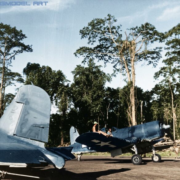 Ira Kepford taxis F4U-1A Corsair BuNo 55995 at Bougainville