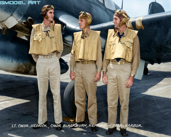 Ira C. Kepford with his F4U-1A Corsair White 29 of VF-17 Jolly Rogers.