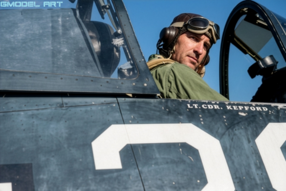 Ira C. Kepford with his F4U-1A Corsair White 29 of VF-17 Jolly Rogers.