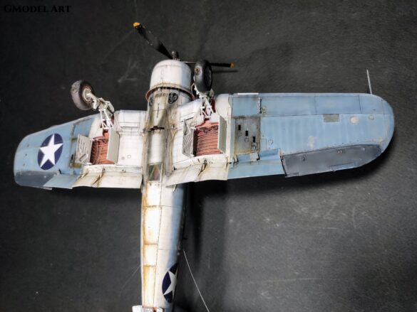 Detailed 1:48 scale F4U-1 Corsair Birdcage model representing VF-17 17-F-31, built with Tamiya, Aires, ICM and Eduard components and displayed on a U.S. Navy aircraft carrier deck.