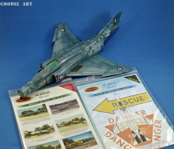 Hellenic Air Force F-4E Phantom II of 337 Squadron in Aegean Blue camouflage, 1995, 1:48 scale model by Hasegawa.