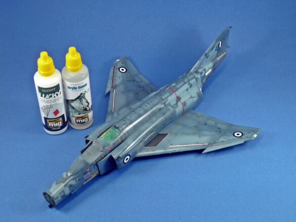 Hellenic Air Force F-4E Phantom II of 337 Squadron in Aegean Blue camouflage, 1995, 1:48 scale model by Hasegawa.