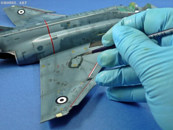 Hellenic Air Force F-4E Phantom II of 337 Squadron in Aegean Blue camouflage, 1995, 1:48 scale model by Hasegawa.