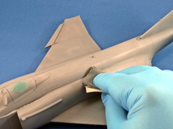 Hellenic Air Force F-4E Phantom II of 337 Squadron in Aegean Blue camouflage, 1995, 1:48 scale model by Hasegawa.