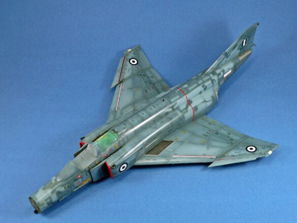 Hellenic Air Force F-4E Phantom II of 337 Squadron in Aegean Blue camouflage, 1995, 1:48 scale model by Hasegawa.
