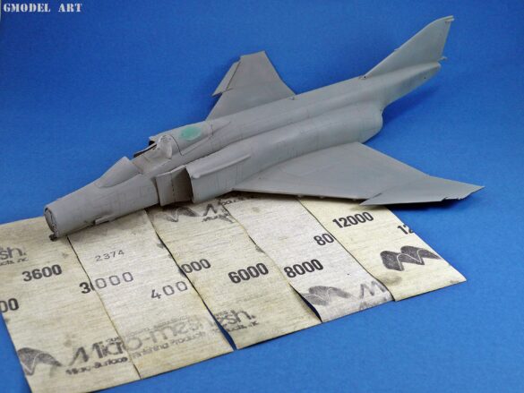 Hellenic Air Force F-4E Phantom II of 337 Squadron in Aegean Blue camouflage, 1995, 1:48 scale model by Hasegawa.