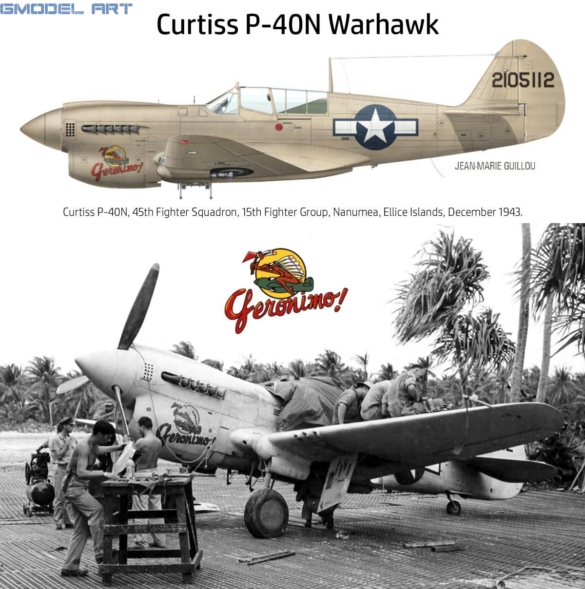 P-40N Warhawk 1/48, 45th Fighter Squadron, Nanumea P-40, P-40N camouflage, P-40N colors, 15th Fighter Group
