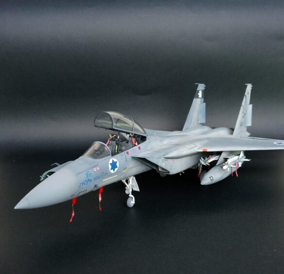 F-15B Baz Twin Tail Squadron Scale Model Metallic finish and engine area of the Israeli F-15B Baz scale model