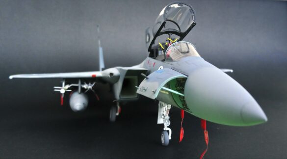 F-15B Baz Cockpit and Aires Ejection Seats Rear detail of the Israeli F-15B Baz scale model showing the twin vertical tails