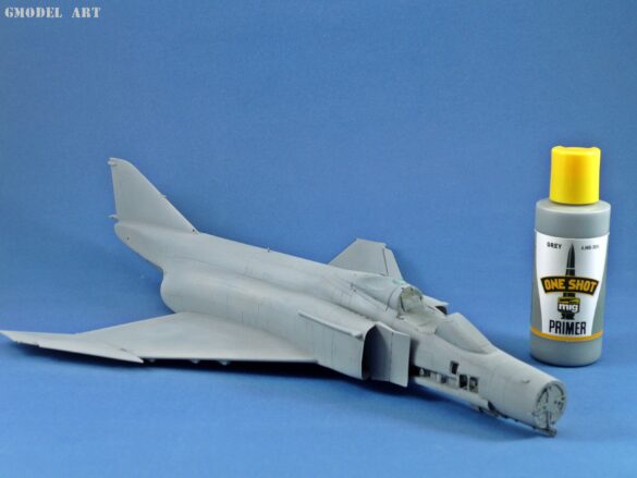 Hellenic Air Force F-4E Phantom II of 337 Squadron in Aegean Blue camouflage, 1995, 1:48 scale model by Hasegawa.