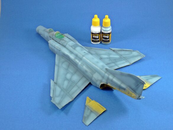 Hellenic Air Force F-4E Phantom II of 337 Squadron in Aegean Blue camouflage, 1995, 1:48 scale model by Hasegawa.
