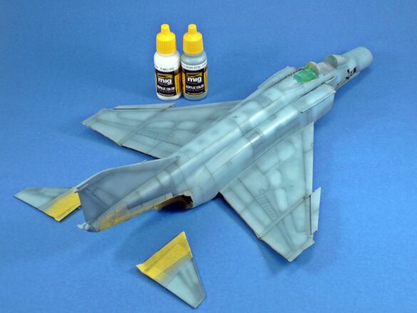 Hellenic Air Force F-4E Phantom II of 337 Squadron in Aegean Blue camouflage, 1995, 1:48 scale model by Hasegawa.