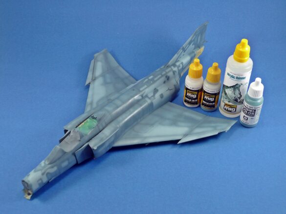 Hellenic Air Force F-4E Phantom II of 337 Squadron in Aegean Blue camouflage, 1995, 1:48 scale model by Hasegawa.