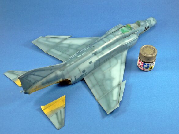 Hellenic Air Force F-4E Phantom II of 337 Squadron in Aegean Blue camouflage, 1995, 1:48 scale model by Hasegawa.
