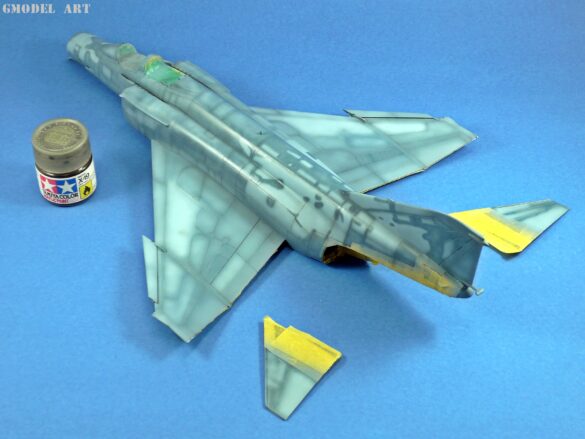 Hellenic Air Force F-4E Phantom II of 337 Squadron in Aegean Blue camouflage, 1995, 1:48 scale model by Hasegawa.