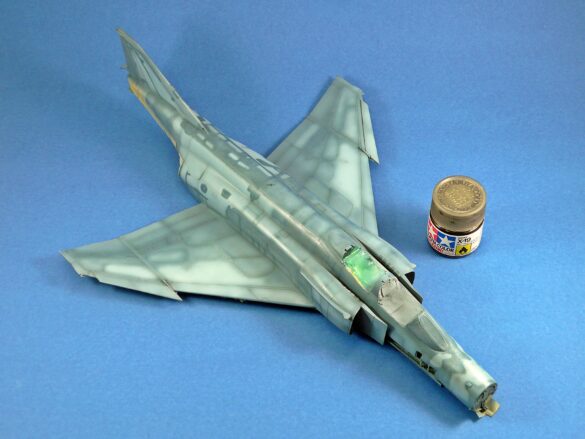 Hellenic Air Force F-4E Phantom II of 337 Squadron in Aegean Blue camouflage, 1995, 1:48 scale model by Hasegawa.