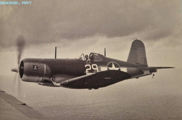 Ira C. Kepford with his F4U-1A Corsair White 29 of VF-17 Jolly Rogers.