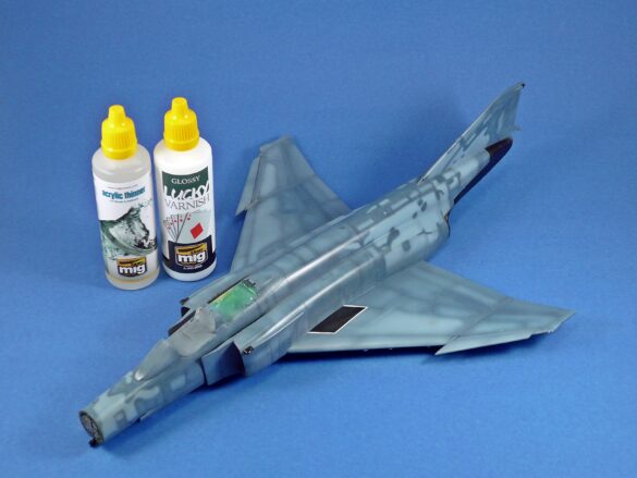 Hellenic Air Force F-4E Phantom II of 337 Squadron in Aegean Blue camouflage, 1995, 1:48 scale model by Hasegawa.