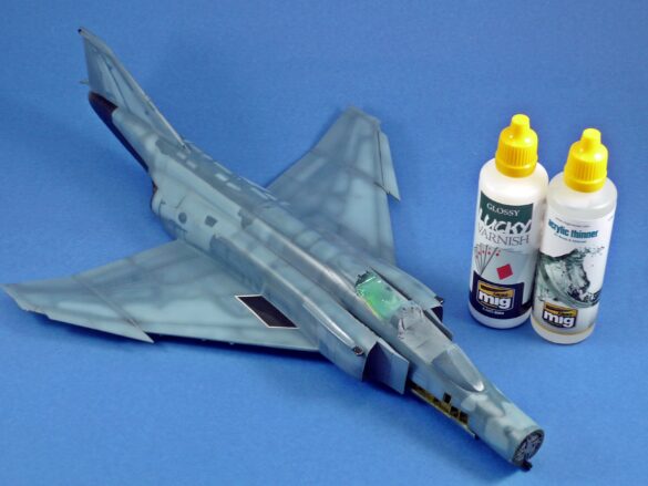 Hellenic Air Force F-4E Phantom II of 337 Squadron in Aegean Blue camouflage, 1995, 1:48 scale model by Hasegawa.