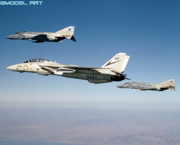 U.S. Navy F-4S Phantom II in experimental four-color Heater-Ferris camouflage