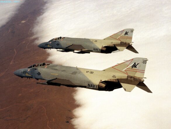 U.S. Navy F-4S Phantom II in experimental four-color Heater-Ferris camouflage