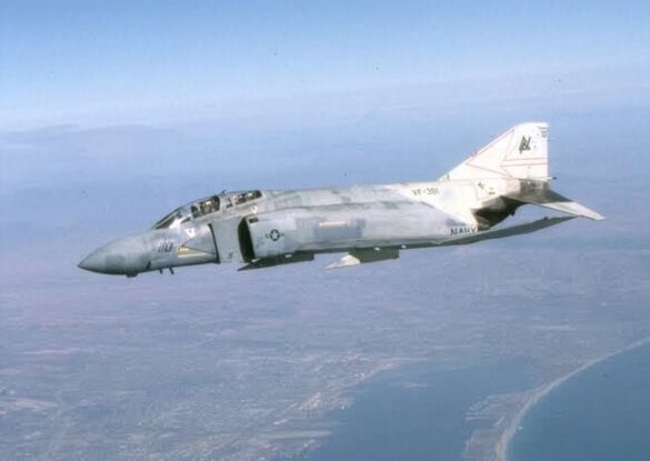U.S. Navy F-4S Phantom II in experimental four-color Heater-Ferris camouflage