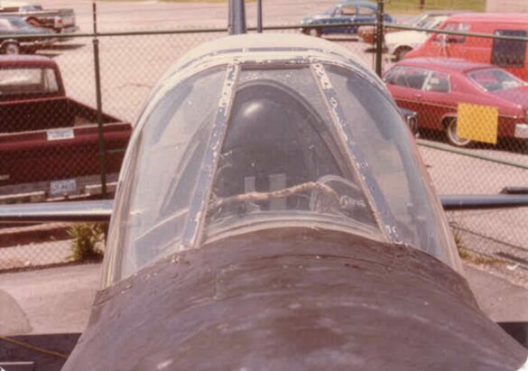 Matte black anti-glare panel ahead of the cockpit on a Vought F4U Corsair