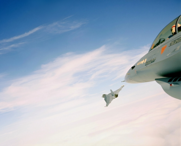 F-16XL experimental fighter in a test camouflage scheme