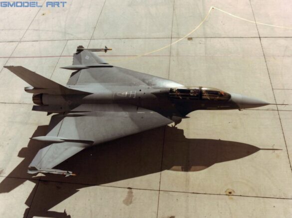 F-16XL experimental fighter in a test camouflage scheme