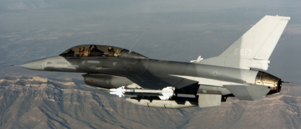 F-16XL experimental fighter in a test camouflage scheme