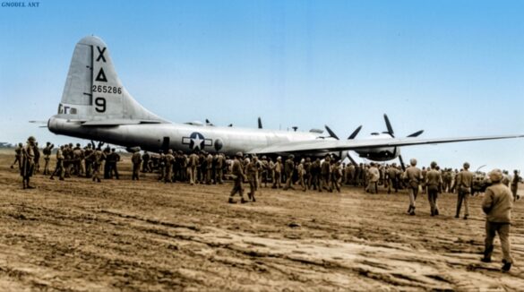 Boeing B-29 Superfortress WWII Pacific bomber on Tinian airfield