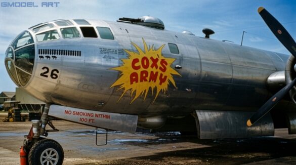 Boeing B-29 Superfortress WWII Pacific bomber on Tinian airfield