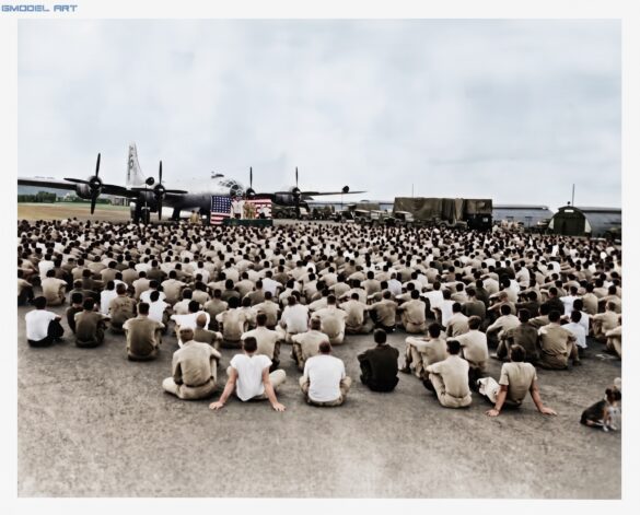 Boeing B-29 Superfortress WWII Pacific bomber on Tinian airfield