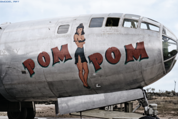 Boeing B-29 Superfortress WWII Pacific bomber on Tinian airfield