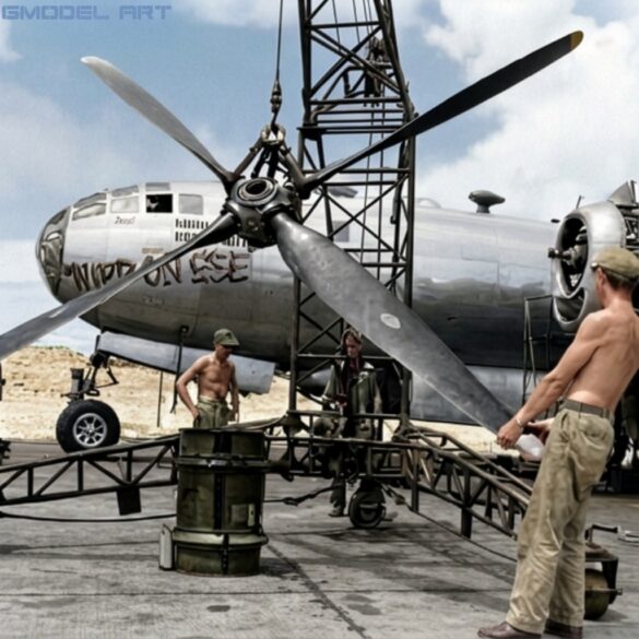 Boeing B-29 Superfortress WWII Pacific bomber on Tinian airfield