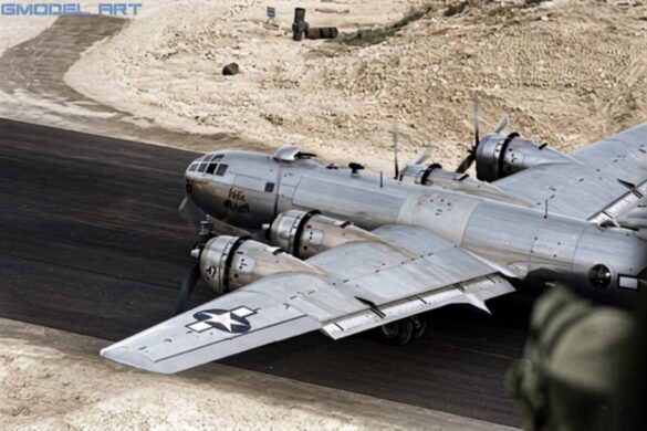 Boeing B-29 Superfortress WWII Pacific bomber on Tinian airfield