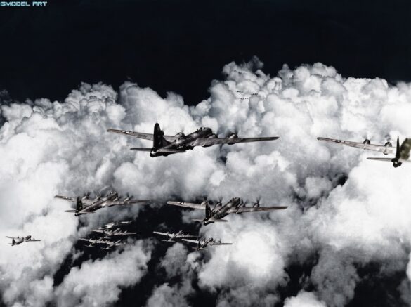 Boeing B-29 Superfortress WWII Pacific bomber on Tinian airfield
