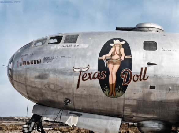 Boeing B-29 Superfortress WWII Pacific bomber on Tinian airfield