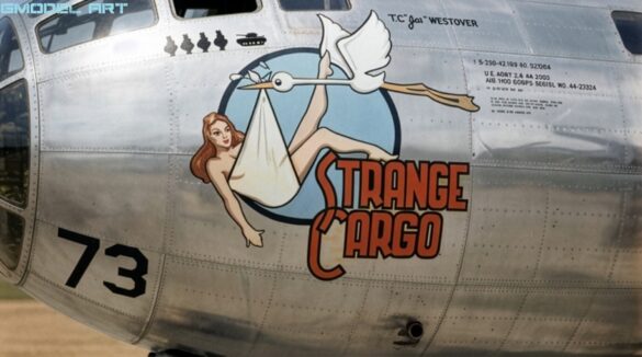 Boeing B-29 Superfortress WWII Pacific bomber on Tinian airfield