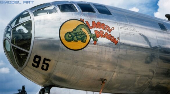 Boeing B-29 Superfortress WWII Pacific bomber on Tinian airfield