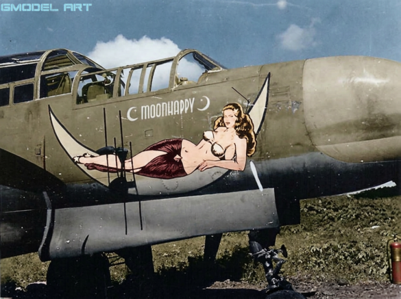 P-61 Black Widow: History, Variants, Combat Units & Modeling Guide Northrop P-61A-1-NO Black Widow "Moonhappy" nose art, 6th NFS Saipan 1944, s/n 42-5527