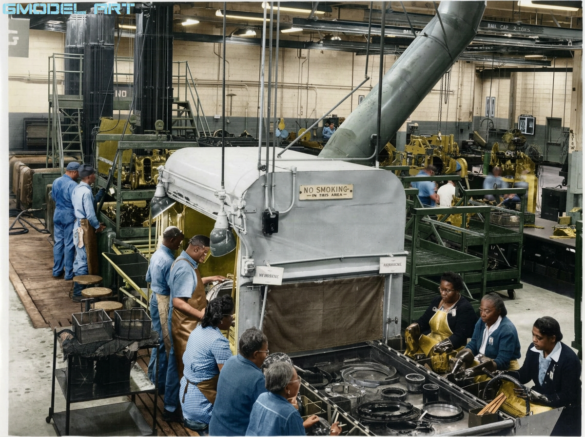 F4U Corsair undergoing overhaul inside NAS Jacksonville maintenance hangar