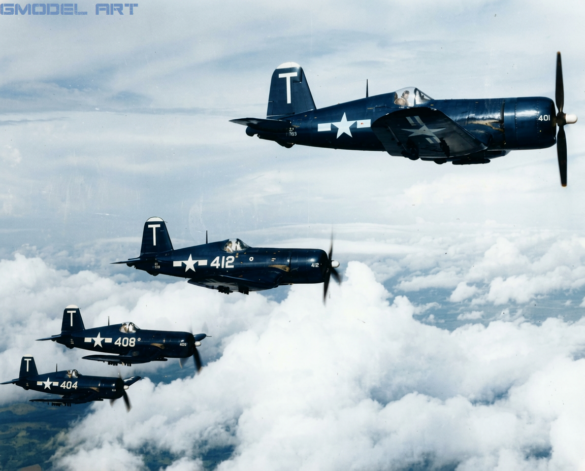 F4U Corsair undergoing overhaul inside NAS Jacksonville maintenance hangar
