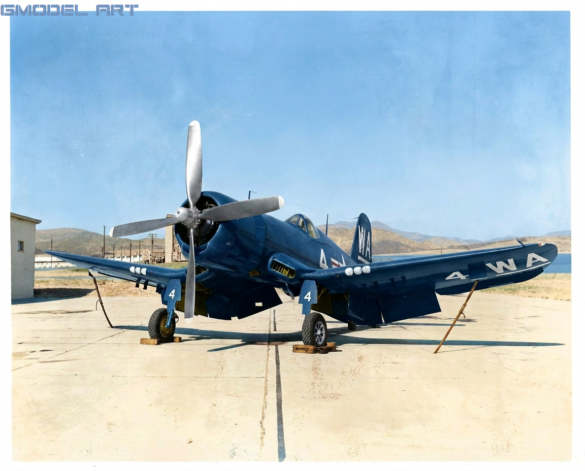 F4U Corsair undergoing overhaul inside NAS Jacksonville maintenance hangar