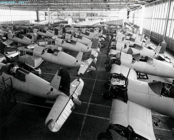 F4U Corsair undergoing overhaul inside NAS Jacksonville maintenance hangar