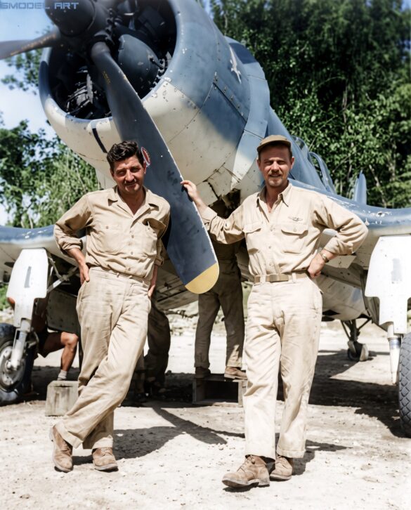 Vought F4U-1A Corsair "Big Hog" No. 1 (BuNo 17649), the personal aircraft of Lt. Cmdr. John T. "Tommy" Blackburn, VF-17 Jolly Rogers, Solomon Islands, 1943.